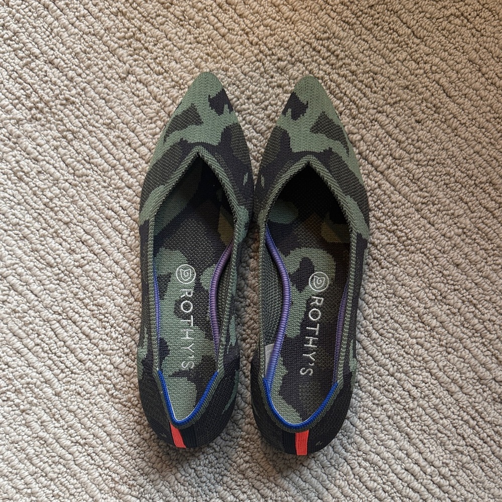 Rothy's Green and Black Camouflage Flats